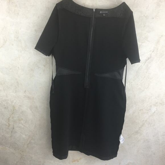 INC International Concepts Black Tone-on-Tone Leather Waist Zip-Up Dress Size XL - Picture 6 of 16